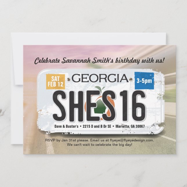 Chica 16º cumpleaños Invitación a la licencia de G (Anverso)