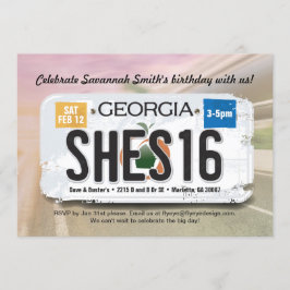 Chica 16º cumpleaños Invitación a la licencia de G