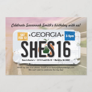 Chica 16º cumpleaños Invitación a la licencia de G