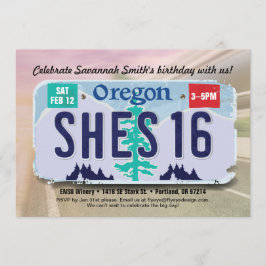 Chica 16º cumpleaños Invitación a la licencia de O