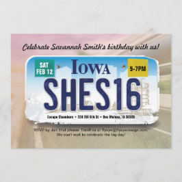 Chica 16º Cumpleaños Invitación a la Licencia Iowa