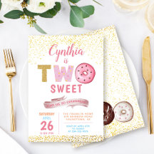 Chica 2º cumpleaños Invitación a dos dulces Fiesta