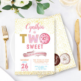 Chica 2º cumpleaños Invitación a dos dulces Fiesta