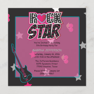 Chica 5x5 Invitación a la fiesta de cumpleaños de