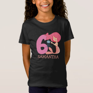 Chica 6ª fiesta de cumpleaños sirena camiseta