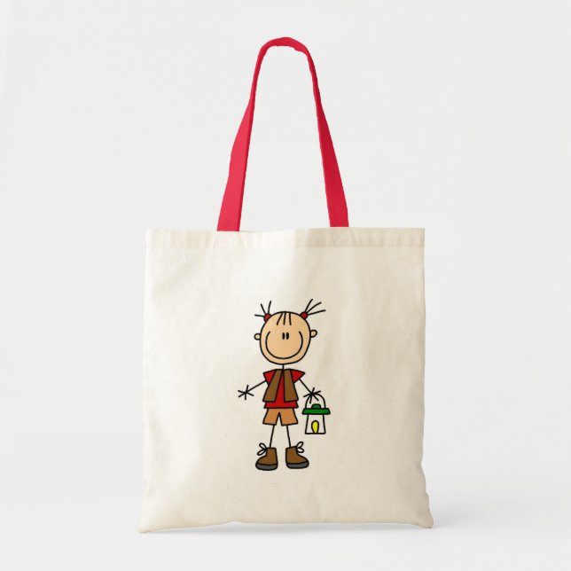 Chica acampando con bolsa de linterna (Frente)