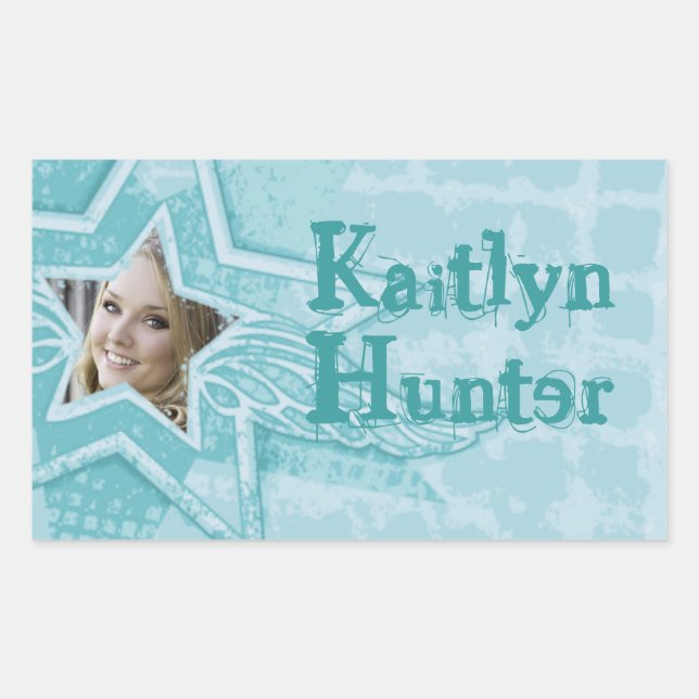 Chica adolescente aqua pegatina de la etiqueta del (Anverso)