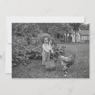 chica Adorable de los años 1880 y carrito de gallo