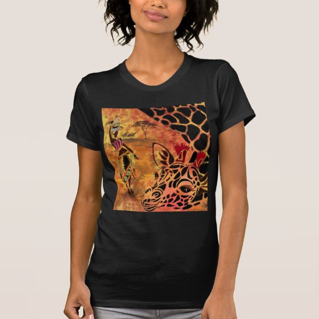 Chica africano y amigos de la camiseta de Giraffe (Anverso)