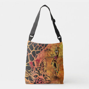 Chica africano y la bolsa de cruces de jirafa - Am