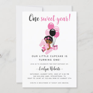 Chica afroamericano invitación de cumpleaños 1