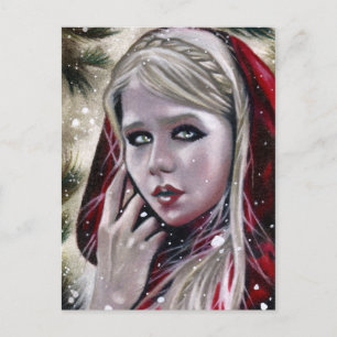 Chica alegre de invierno roja navidad nieve