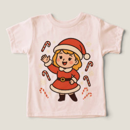 Chica alegre de Santa con bastones de caramelo