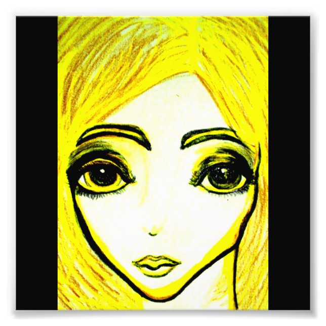 Chica amarillo 6x6 foto impresa (Frente)