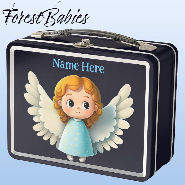 Chica Ángel Celestial Cute con Personalizado Wings (Angel, Black ForestBabies Lunch Box)