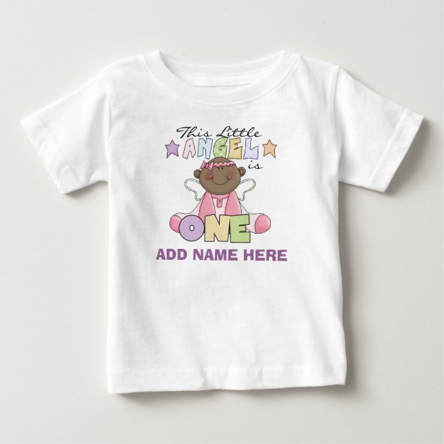 Chica ángel personalizado camiseta de cumpleaños 1 (Anverso)