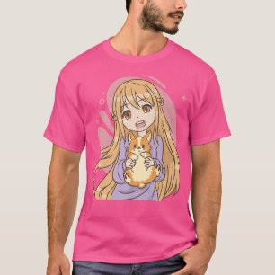 Chica animado con diseño de perro Corgi camiseta p