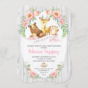 Chica animal de la invitación de Baby Shower del