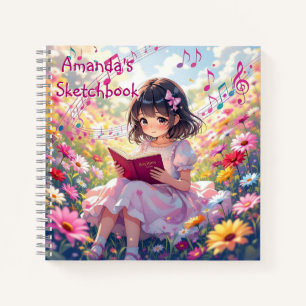 Chica Anime Bonita Leyendo un Libro Personalizado