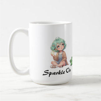 Chica Anime Chibi Adorable Brillo En Taza De Café