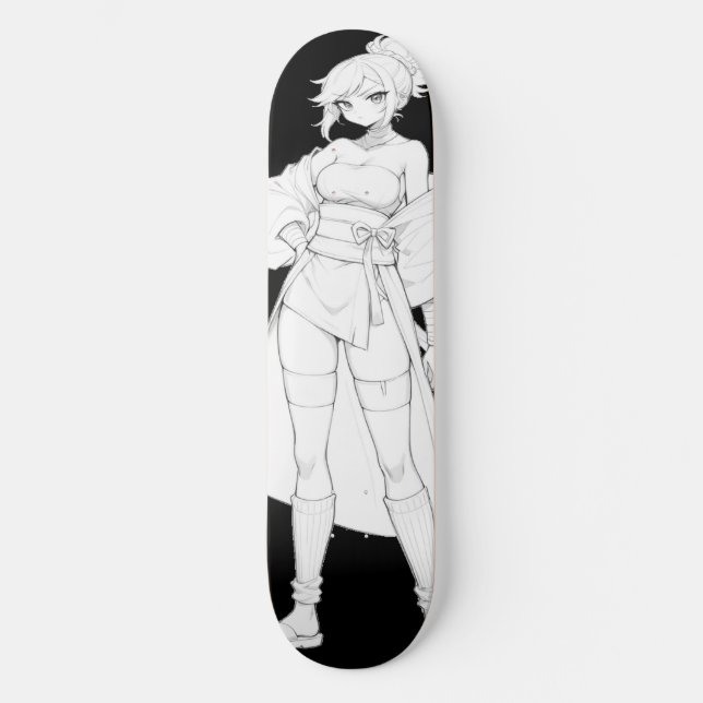 Chica Anime de Estilo de Lucha Tabla de Skateboard (Anverso)