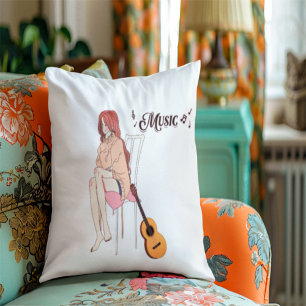 Chica Anime Estética Amante de la Música Almohada 