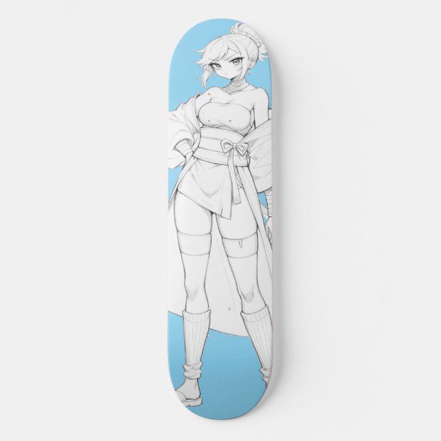 Chica Anime Estilo de Lucha Tabla de Skate (Anverso)