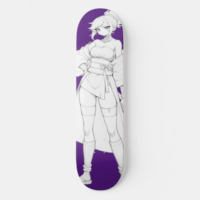 Chica Anime Estilo de Lucha Tabla de Skateboard (Anverso)