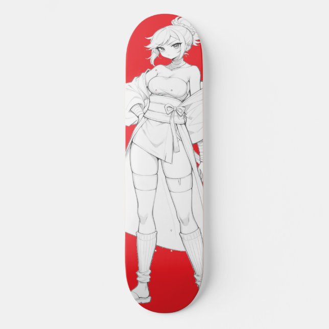 Chica Anime Estilo de Lucha Tabla de Skateboard (Anverso)