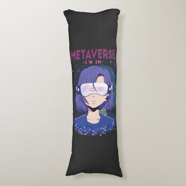 Chica anime gafas de realidad virtual Almohada cor (Frente vertical)