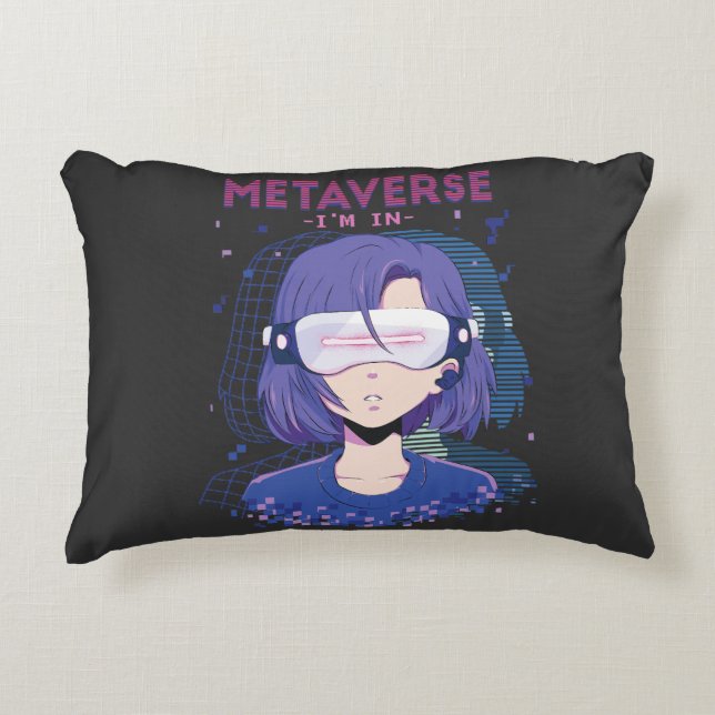 Chica anime gafas de realidad virtual Almohada de  (Anverso)