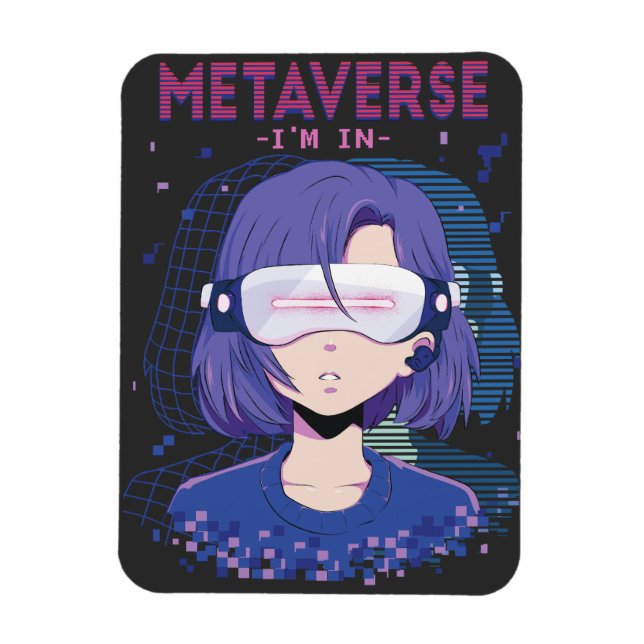Chica anime gafas de realidad virtual Imán (Vertical)