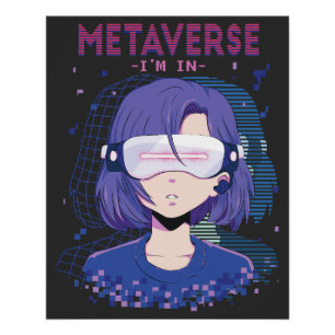 Chica anime gafas de realidad virtual Póster