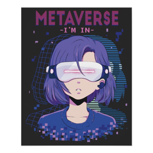 Chica anime gafas de realidad virtual Póster (Anverso)