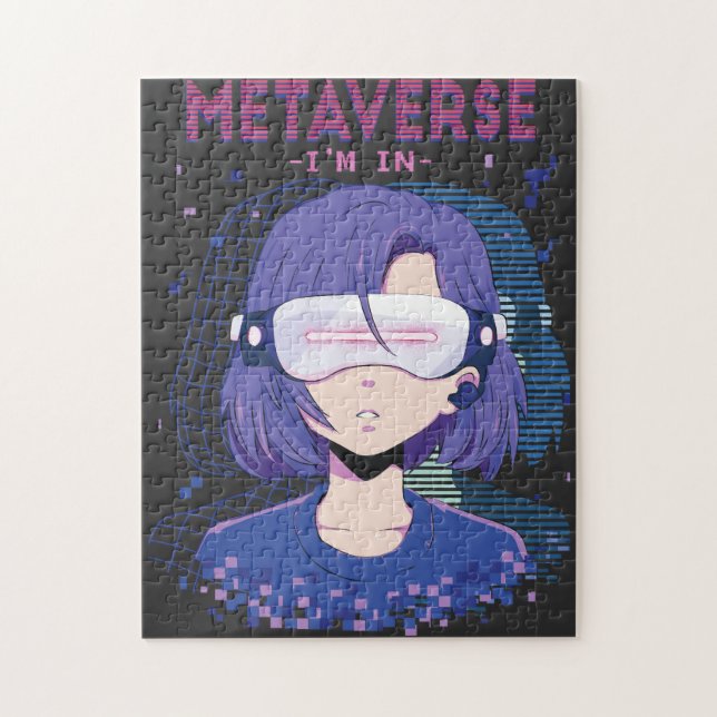 Chica anime gafas de realidad virtual rompecabezas (Vertical)