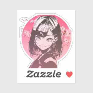 Chica anime pegatina elegante