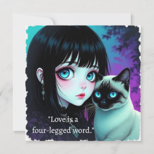 Chica Anime y cita de gato siamés