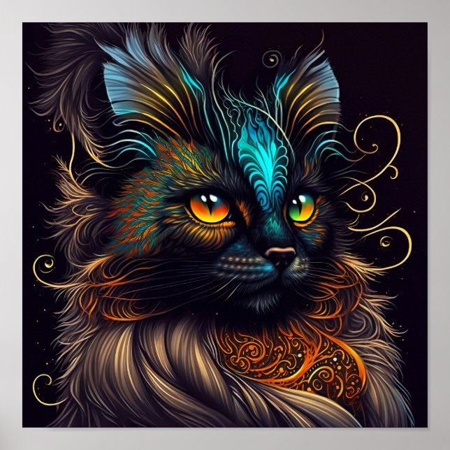 Chica - Arte de cartel de gato hermoso caparazón d (Frente)