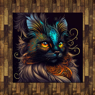 Chica - Arte de cartel de hermoso gato con caparaz