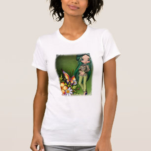 Chica Asiático Hermosas Flores Diseño 7 Camiseta