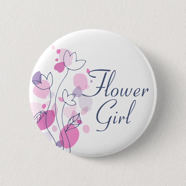 Chica azul de la flor confetti boda pin / botón (Anverso)