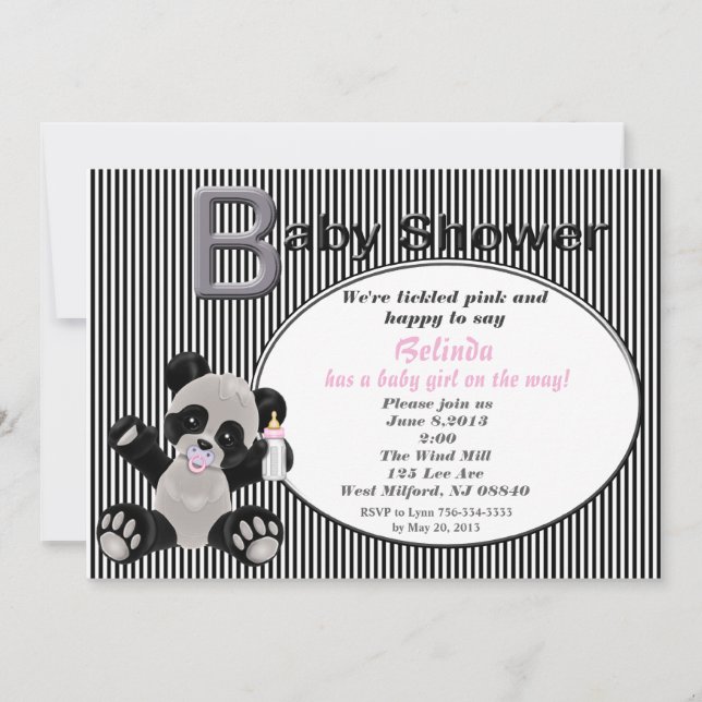Chica Baby Panda Baby Shower Invitación (Anverso)