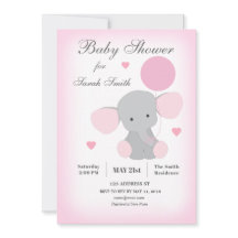 Chica Baby Shower Invitación Elefante Rosa