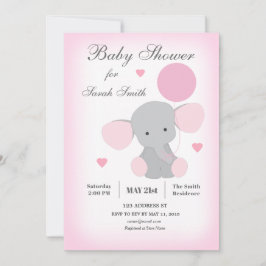 Chica Baby Shower Invitación Elefante Rosa