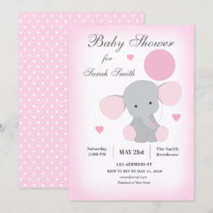 Chica Baby Shower Invitación Elefante Rosa
