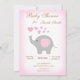 Chica Baby Shower Invitación Elephant Corazones Ro