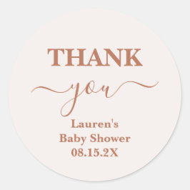 Chica Baby Shower rosa pálido Pegatina redondo clá