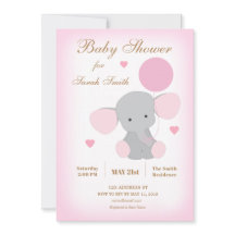 Chica Baby Shower Sprinkle Invitación Elefante Ros