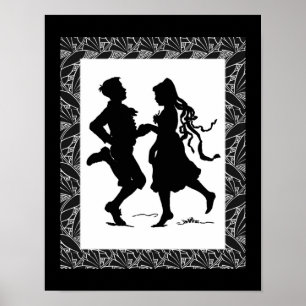 Chica Bailarín Y Arte De Silhouette Boy