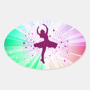 Chica bailarina brillantes pegatinas ovales para n